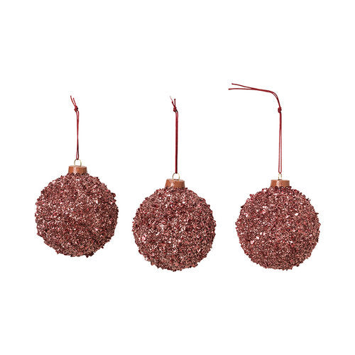Broste Copenhagen Kugeln Glitter / Barn Red