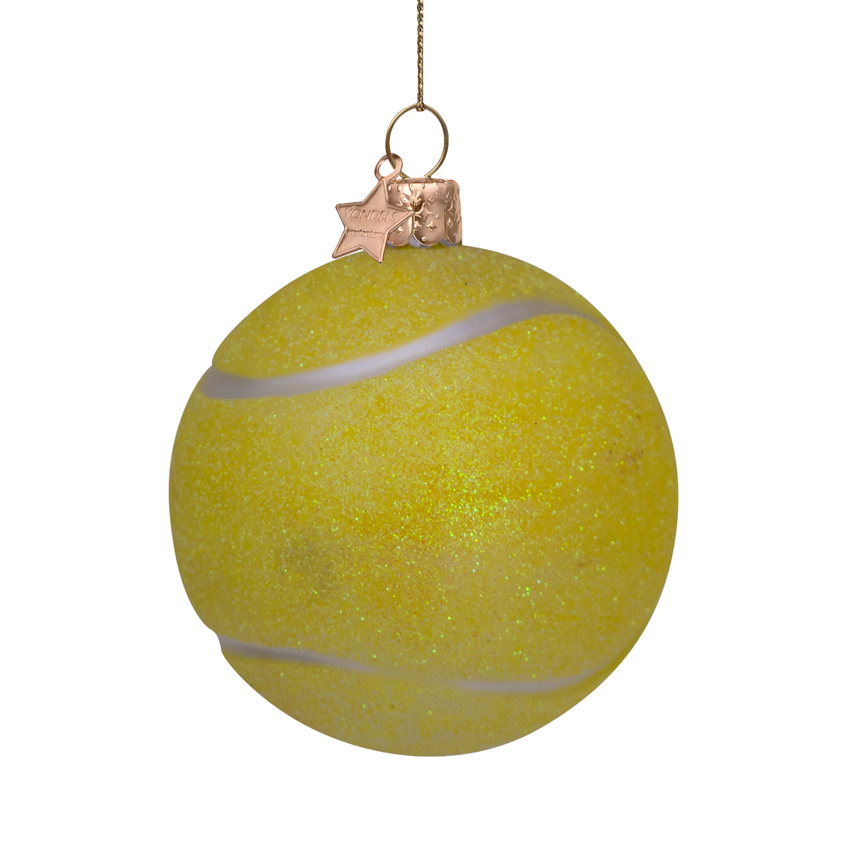 Gelb glitzernder Weihnachtsanhänger in Form eines Tennisballs von Vondels .