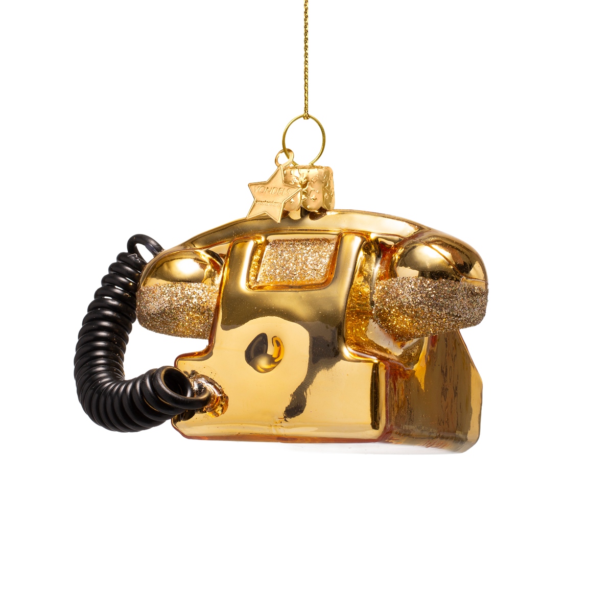 Baumschmuck goldenes Telefon von hinten