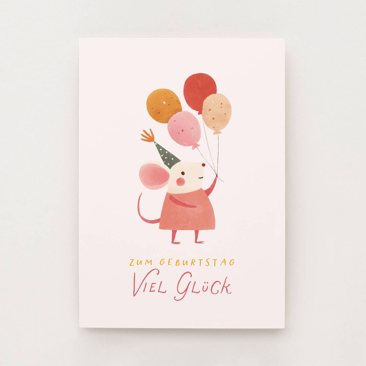 Geburtstagskarte mit Maus und Luftballons