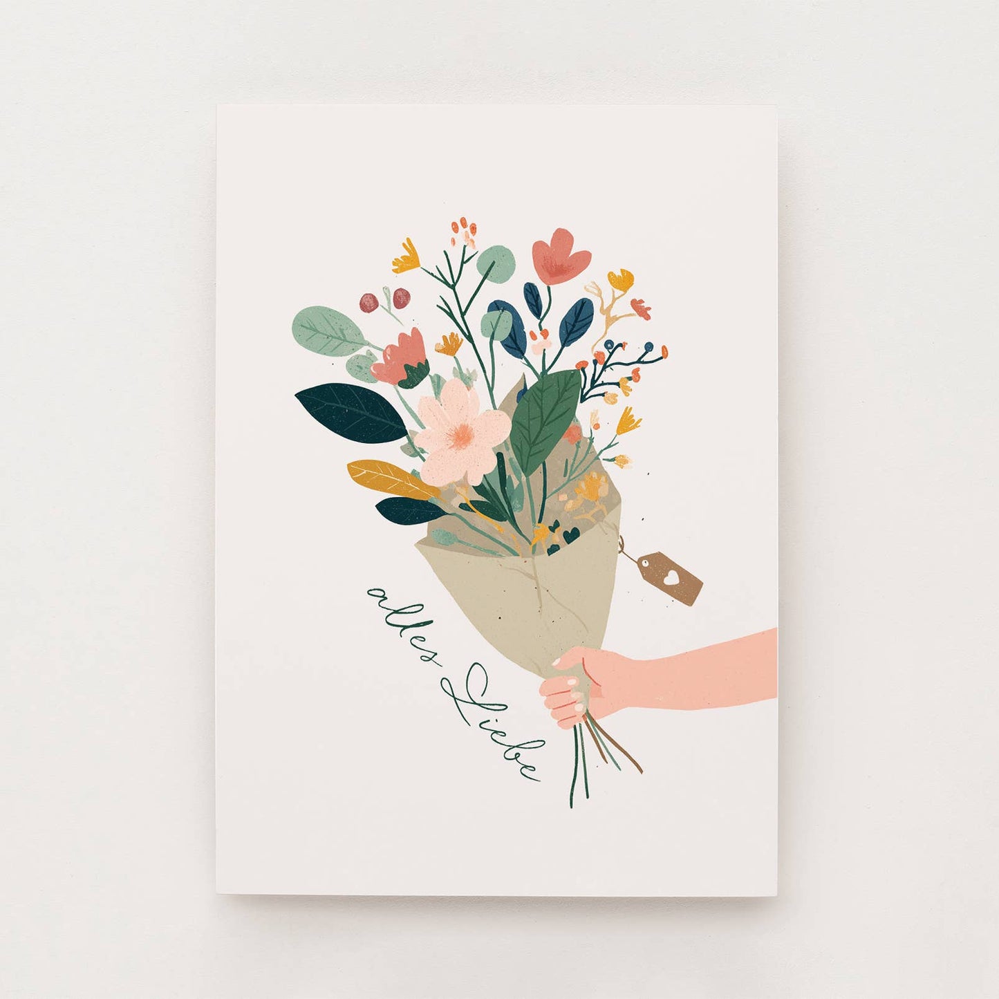 Postkarte Alles Liebe mit Blumenstrauß