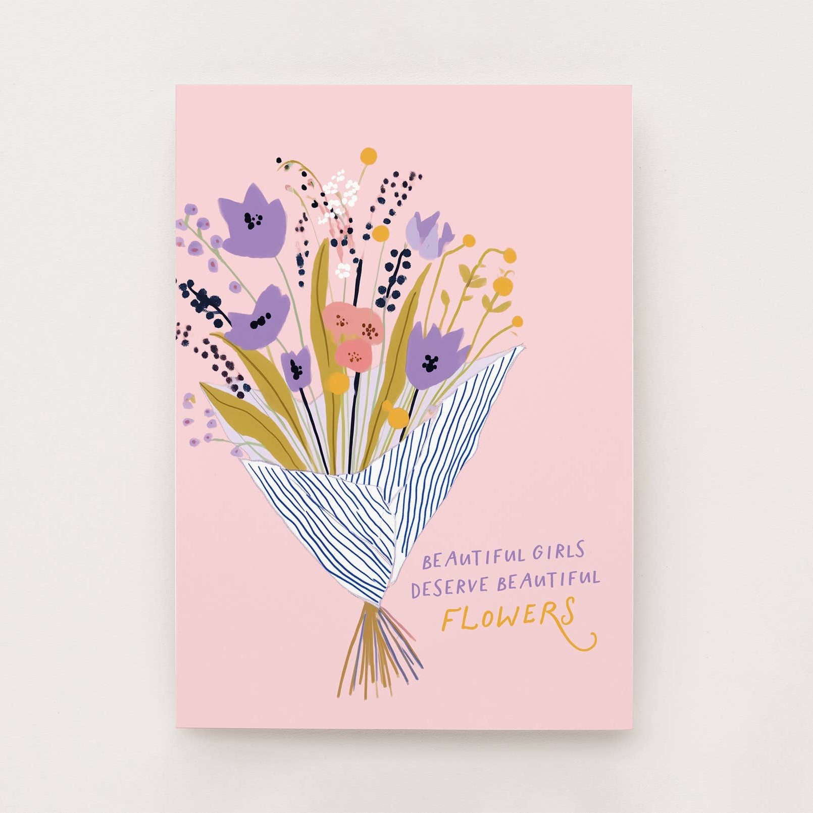 Postkarte Blumenstrauß Schöne Mädchen