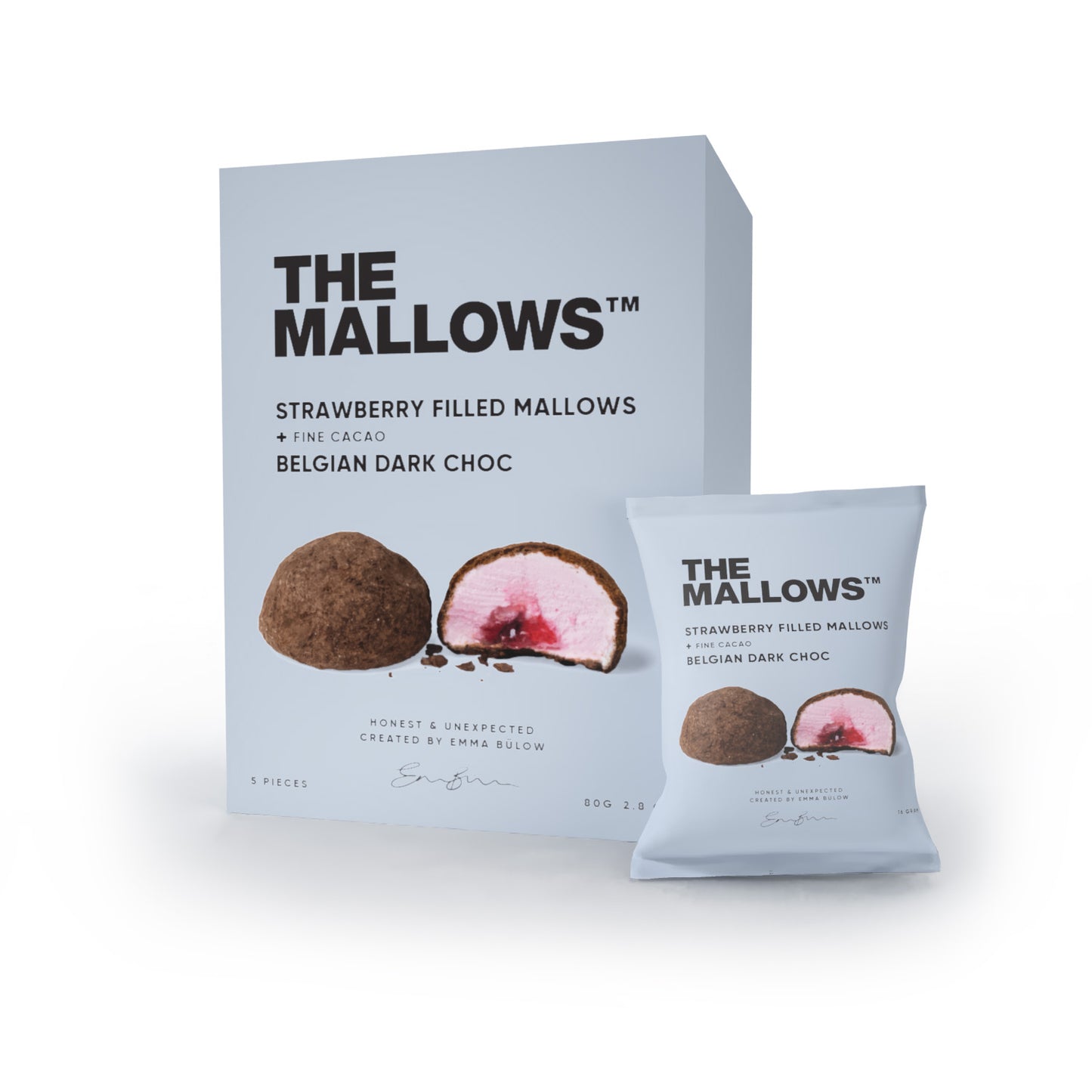 The Mallows Gefüllte Marshmallows / Erdbeere & Dunkle Schokolade