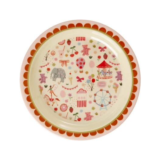 Rice Melamin Teller / Fun Fair / Pink