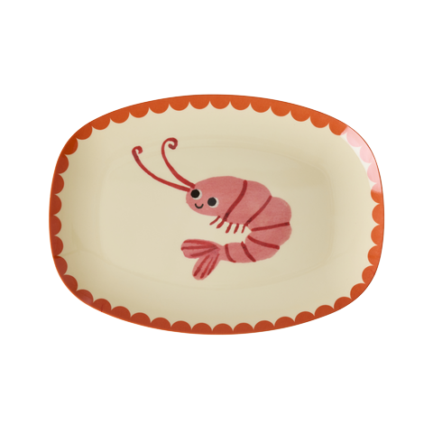 Teller von Rice mit Shrimp-Motiv