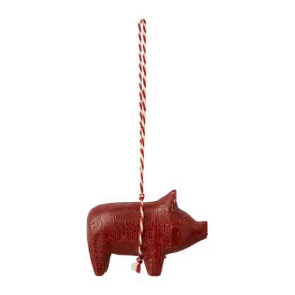 Rotes Holzschwein von Maileg mit Schnur zum Aufhängen