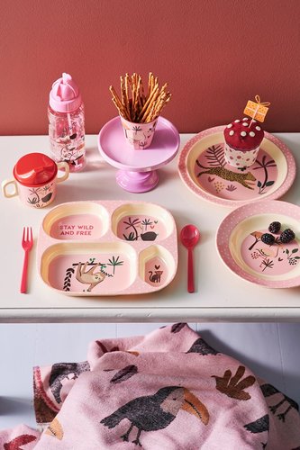 Rice Melamin Suppenteller Jungle Animals / Pink