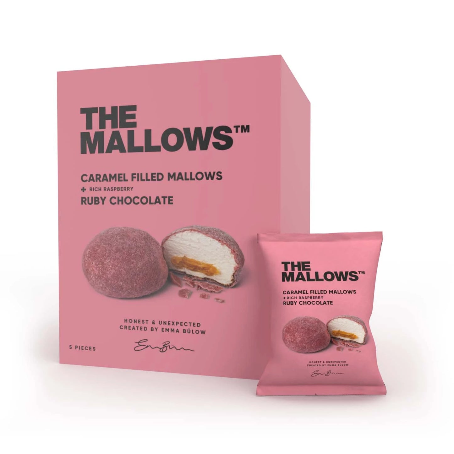 The Mallows Gefüllte Marshmallows / Karamell & Ruby-Schokolade