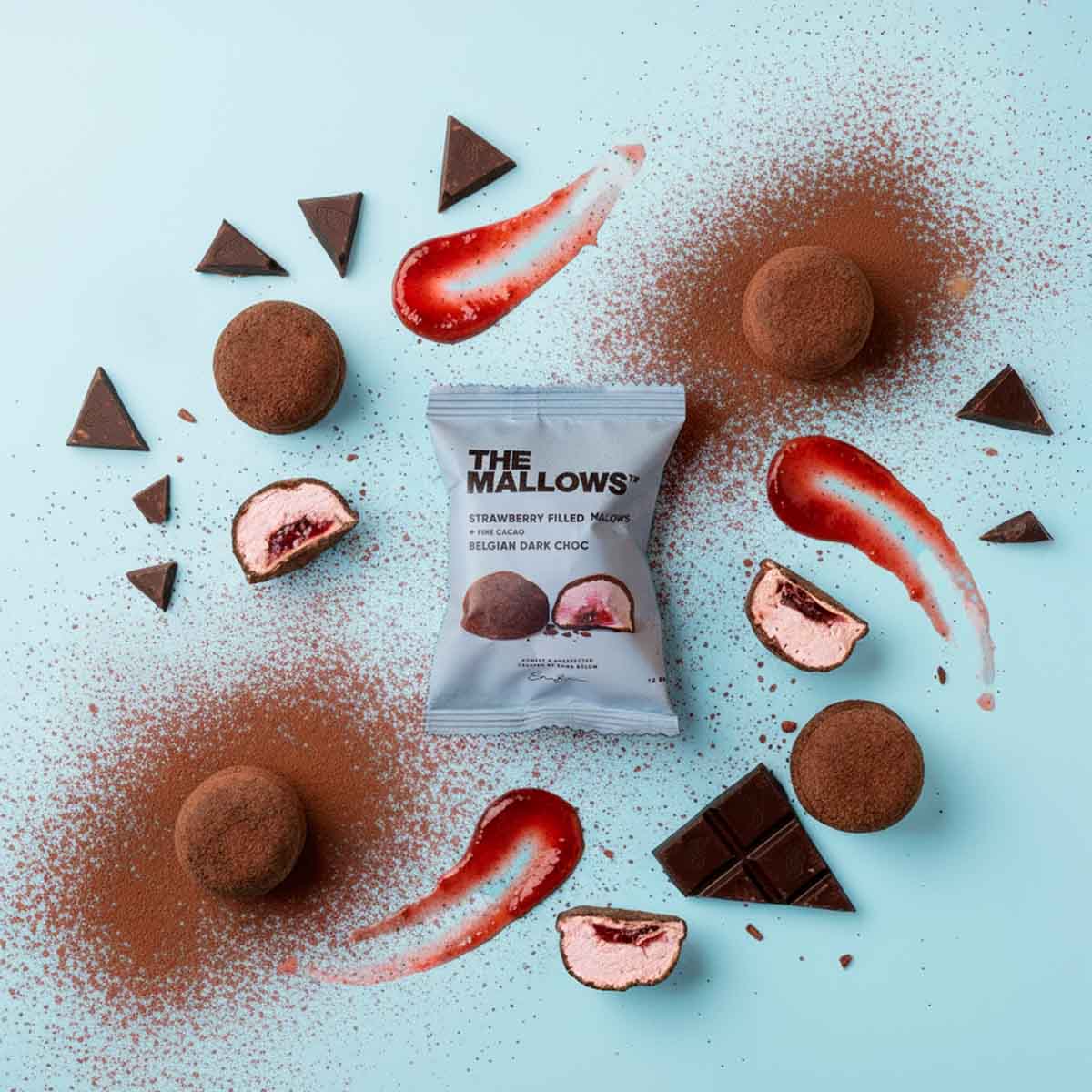 The Mallows Gefüllte Marshmallows / Erdbeere & Dunkle Schokolade