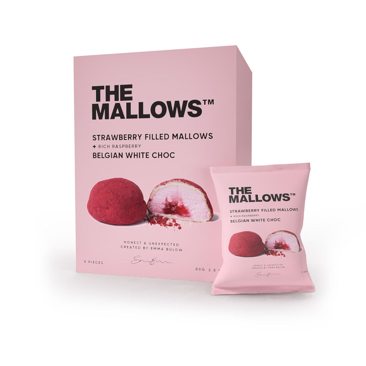 The Mallows Gefüllte Marshmallows / Erdbeer & Weiße Schokolade