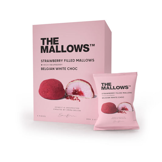The Mallows Gefüllte Marshmallows / Erdbeer & Weiße Schokolade