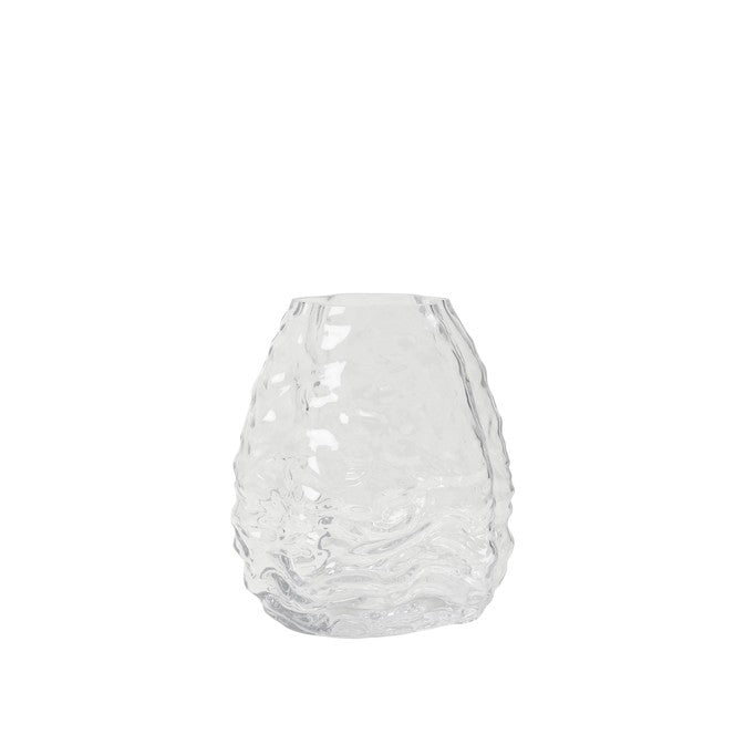 Breite Vase von Broste Copenhagen aus welligem Glas.