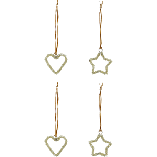 Glitzerherzen und Glitzersterne als Weihnachtsanhänger 