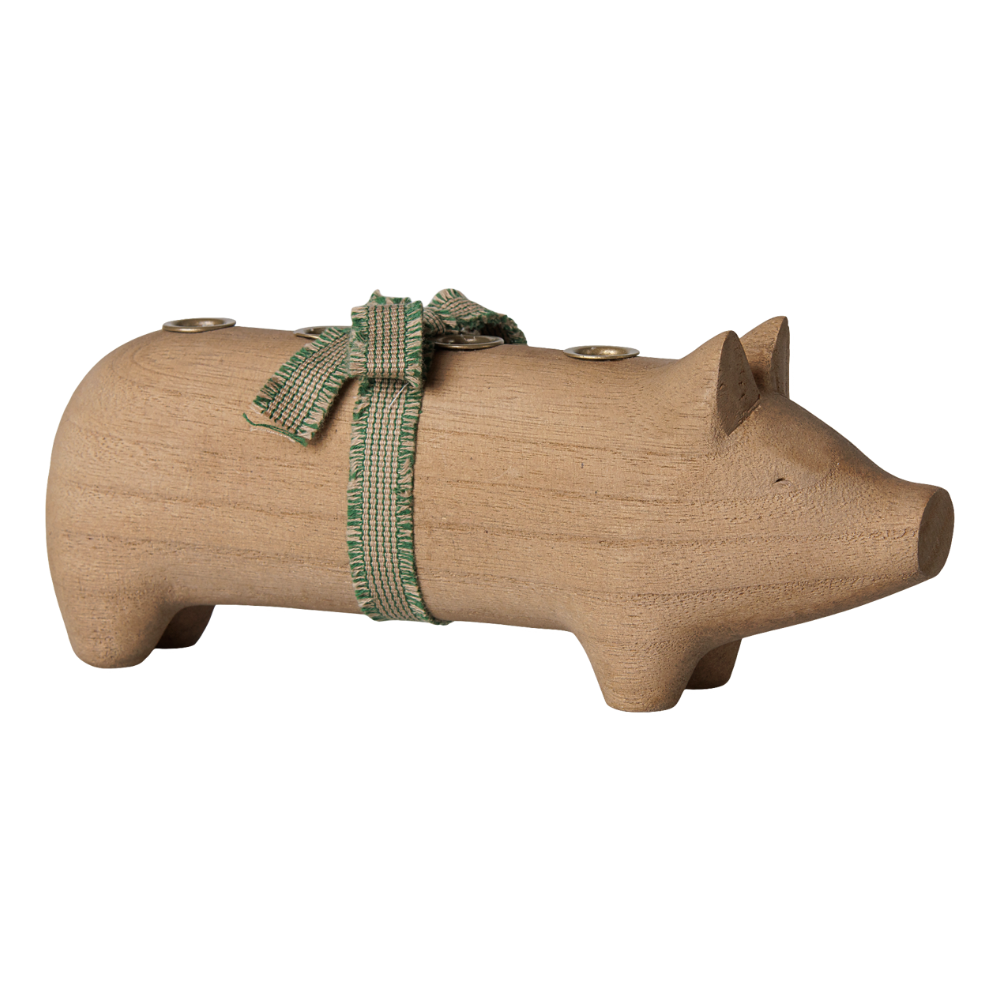 Holzschwein für 4 dünnen Kerzen