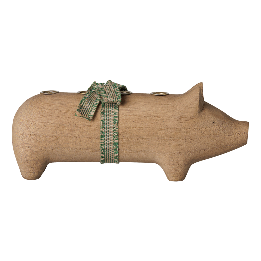 Holzschwein für 4 Kerzen