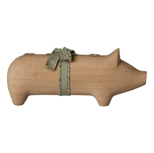 Holzschwein für 4 Kerzen