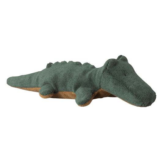 Grünes Stoffkrokodil