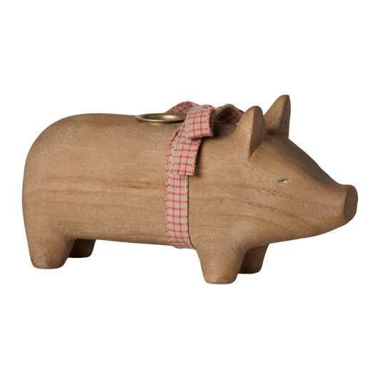 Holzschwein-Kerzenhalter natur