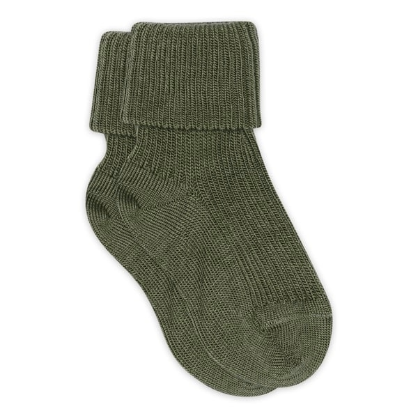 Olivegrüne Babysocken aus Wolle