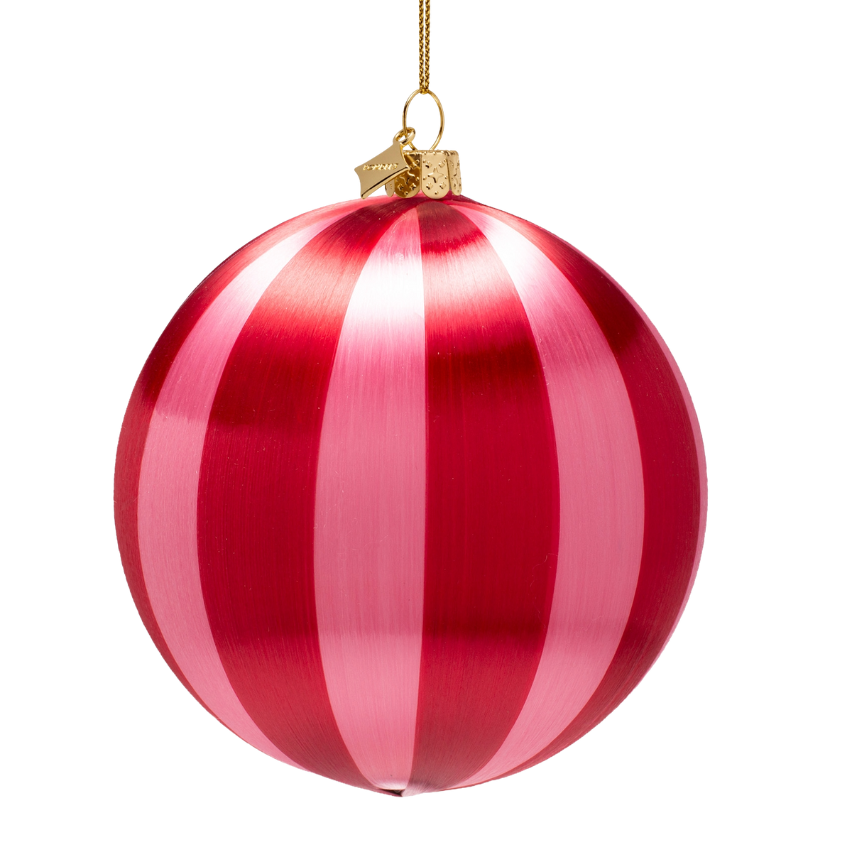 Rosa und Rot gestreifte Weihnachtskugel zu Anhängen