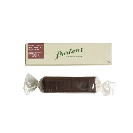 Pärlans Karamellriegel mit Schokolade / Pistazie & Meersalz